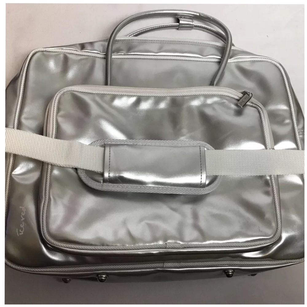 Ice Red Laptop Messenger Bag Metallic Silver 17”